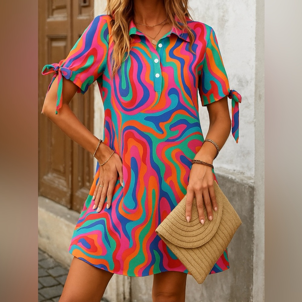 Colorful Swirl Pattern Dress